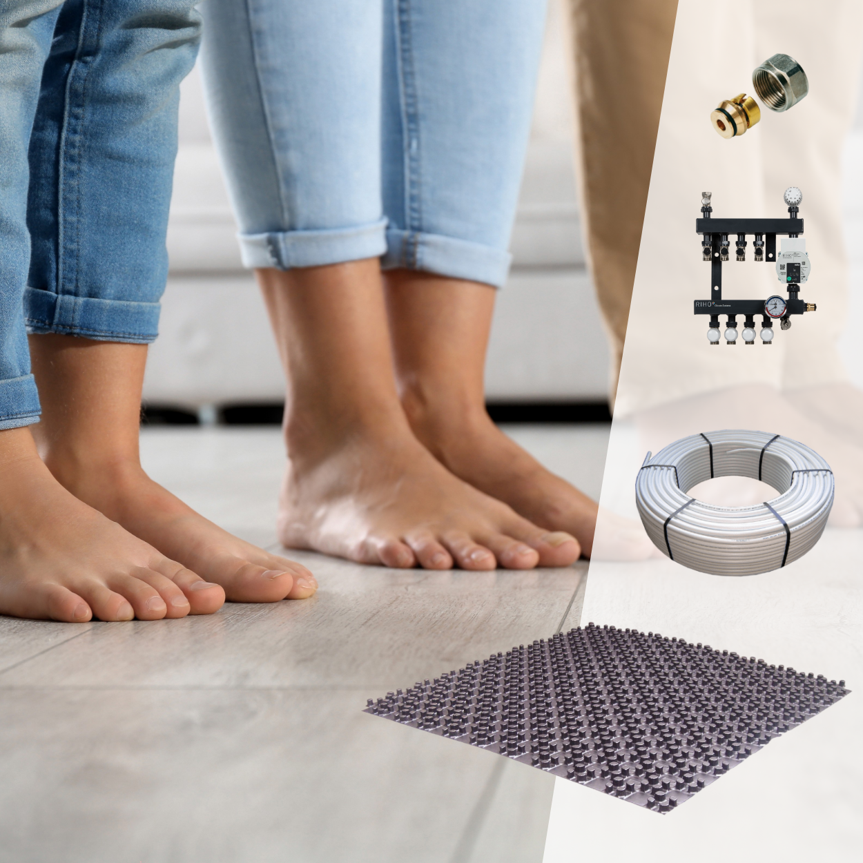 Package-Deal D2: Vloerverwarming op Noppenplaten met 30mm isolatie